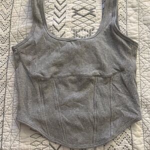 PINK Victoria's Secret Gray Ribbed Tank Top